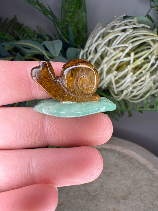 Tigers eye snail & green adventurine(choose your own)