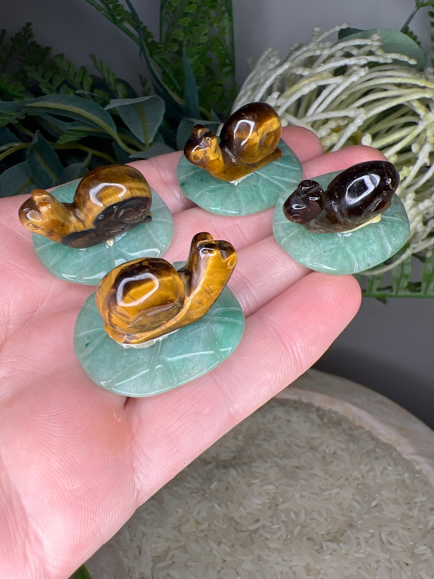 Tigers eye snail & green adventurine(choose your own)