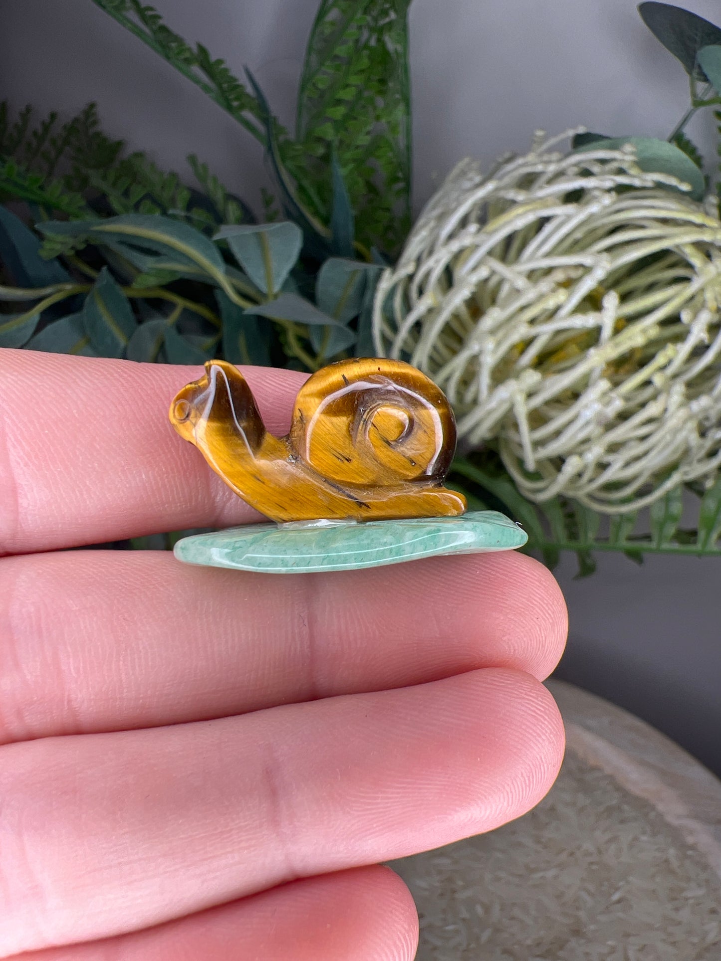 Tigers eye snail & green adventurine(choose your own)