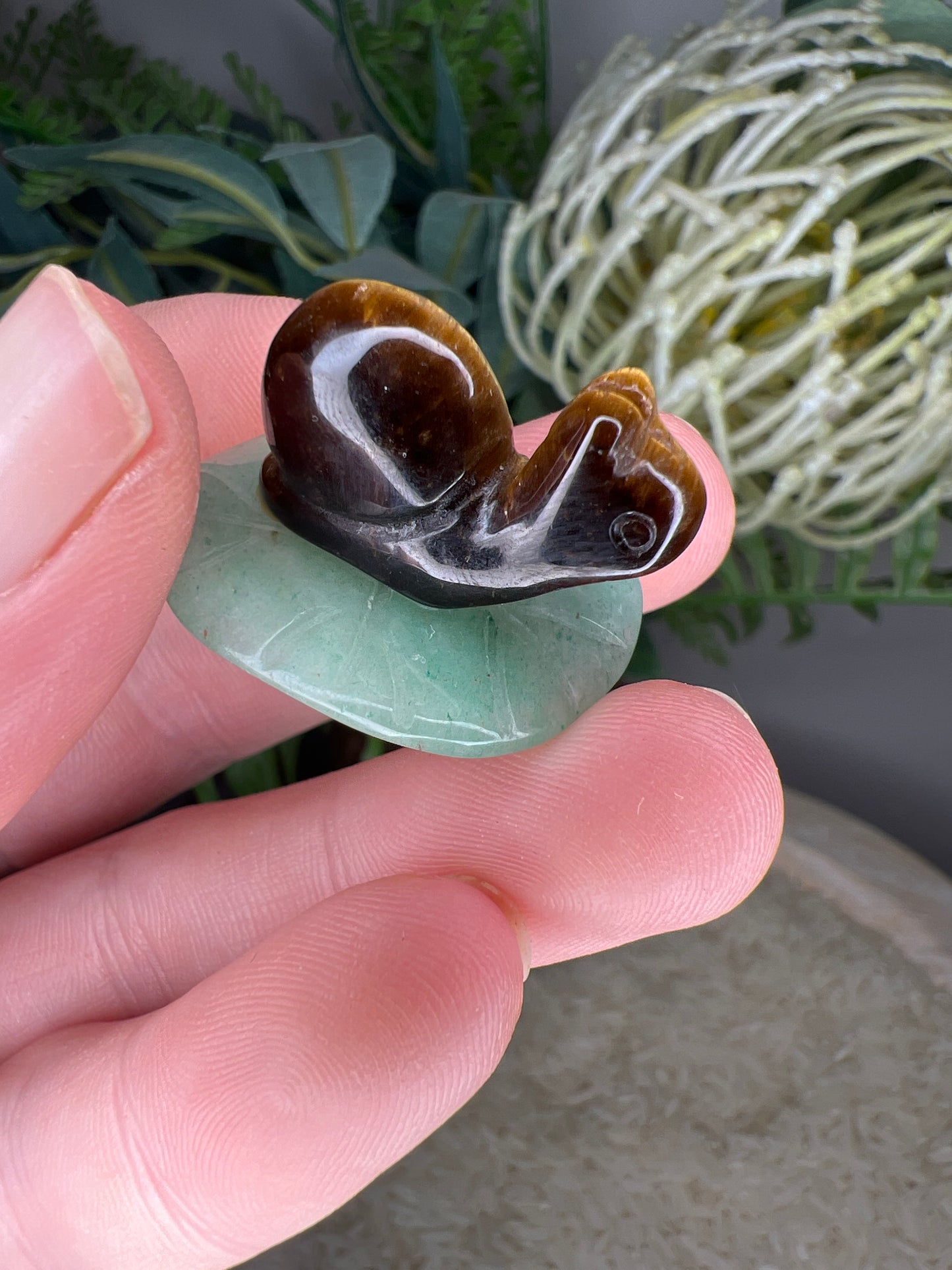 Tigers eye snail & green adventurine(choose your own)