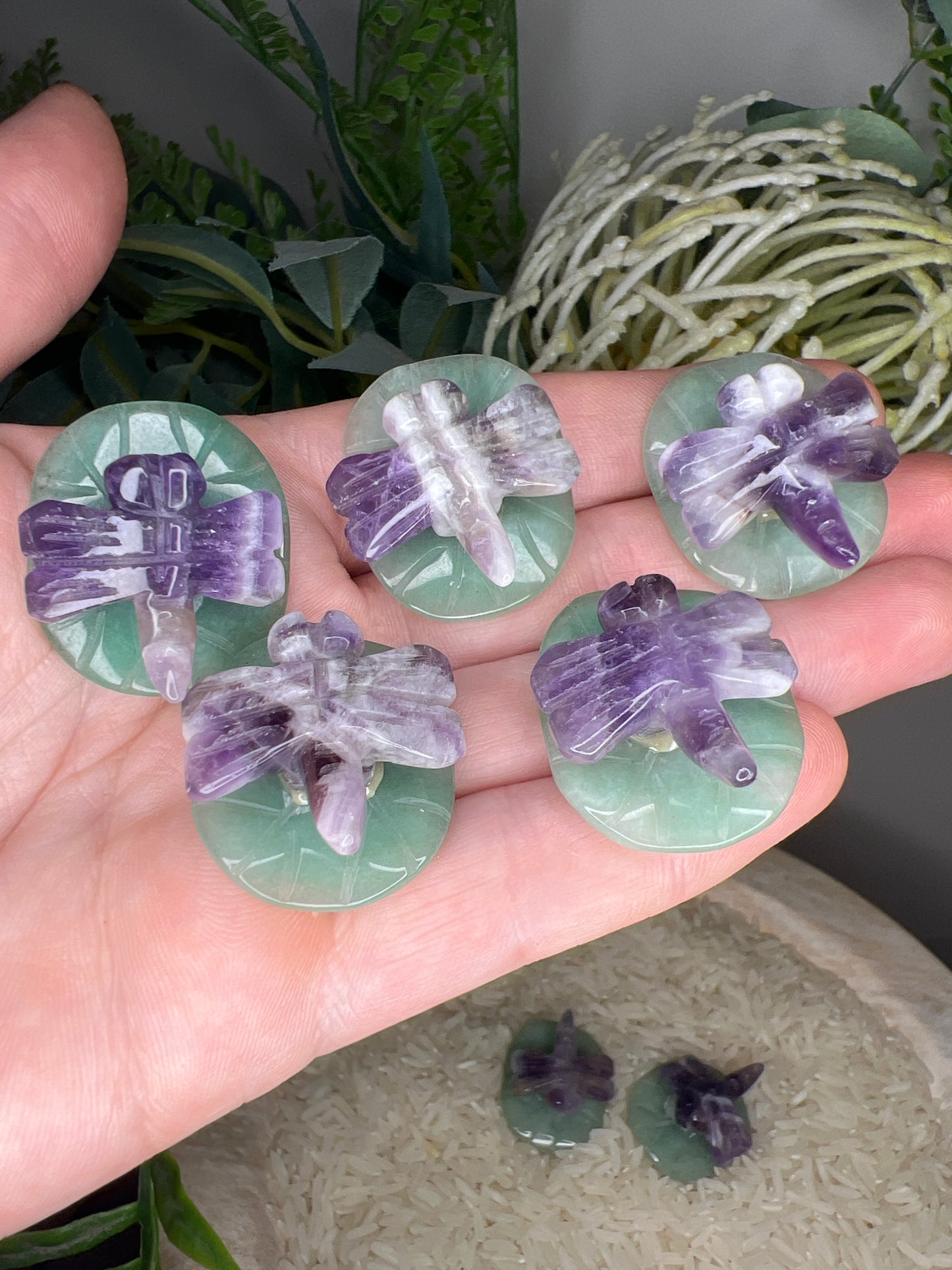 Dream amethyst dragonfly & green adventurine (choose your own)