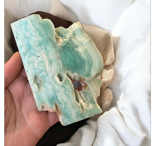 Blue aragonite slab