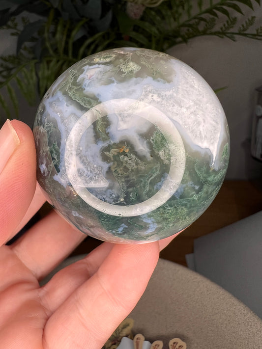 Moss agate sphere