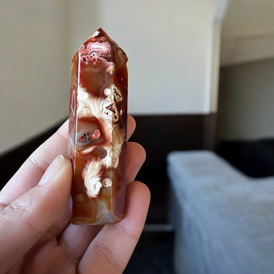 Banded carnelian tower P