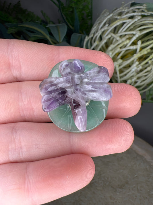 Dream amethyst dragonfly & green adventurine (choose your own)