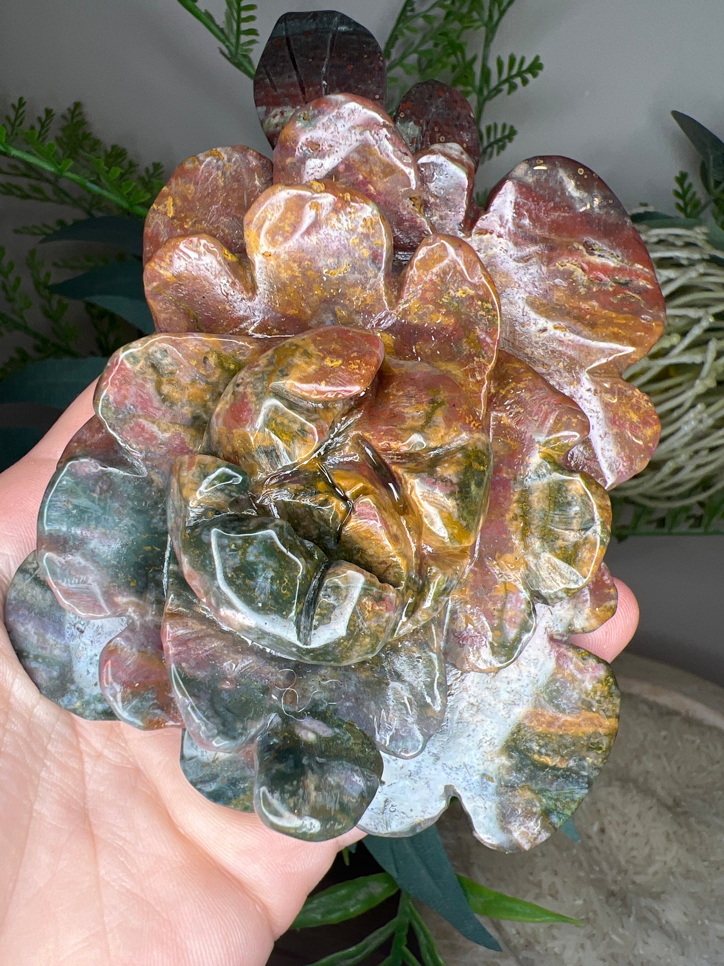 Ocean jasper flower carving