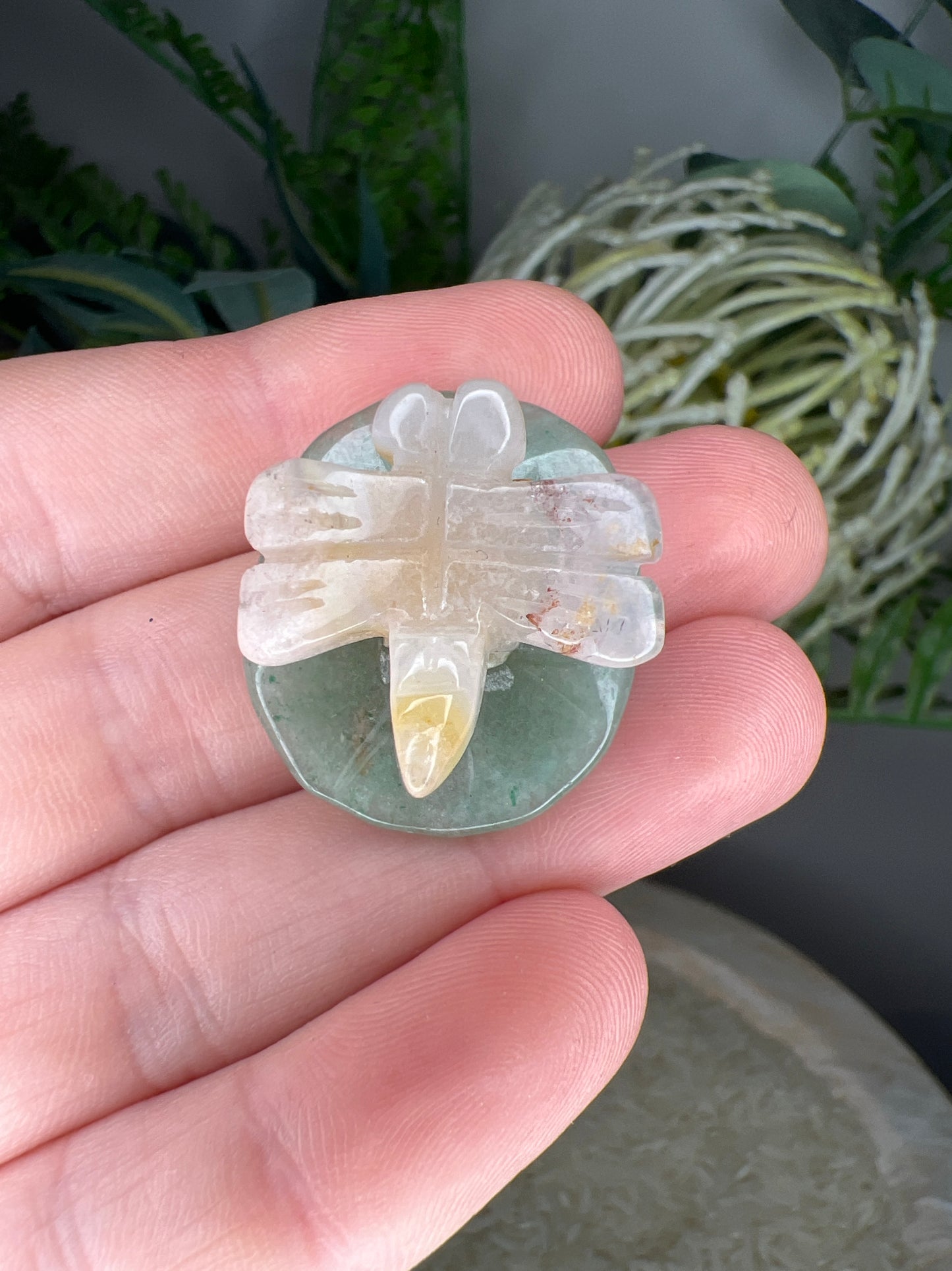 Flower agate dragonfly& green adventurine (choose your own)