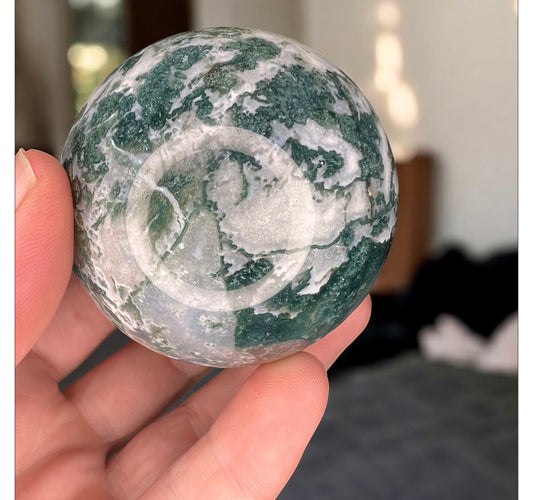 Moss agate sphere