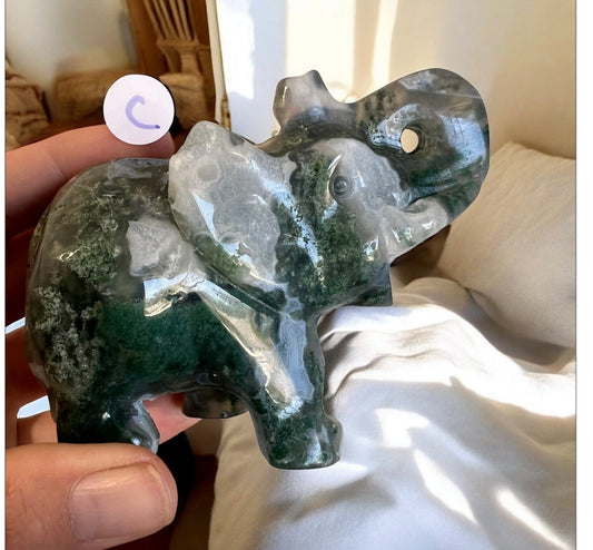 Moss agate elephant C