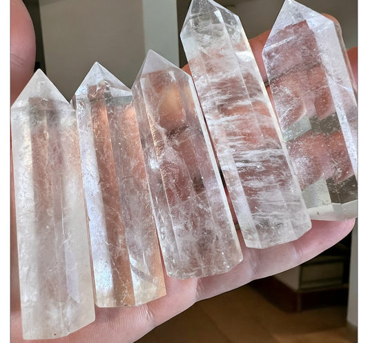 Clear, clear quartz towers intuitively chosen roughly 10-12cm