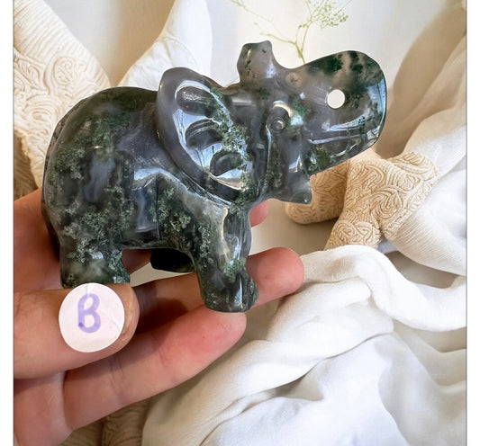 Moss agate elephant B