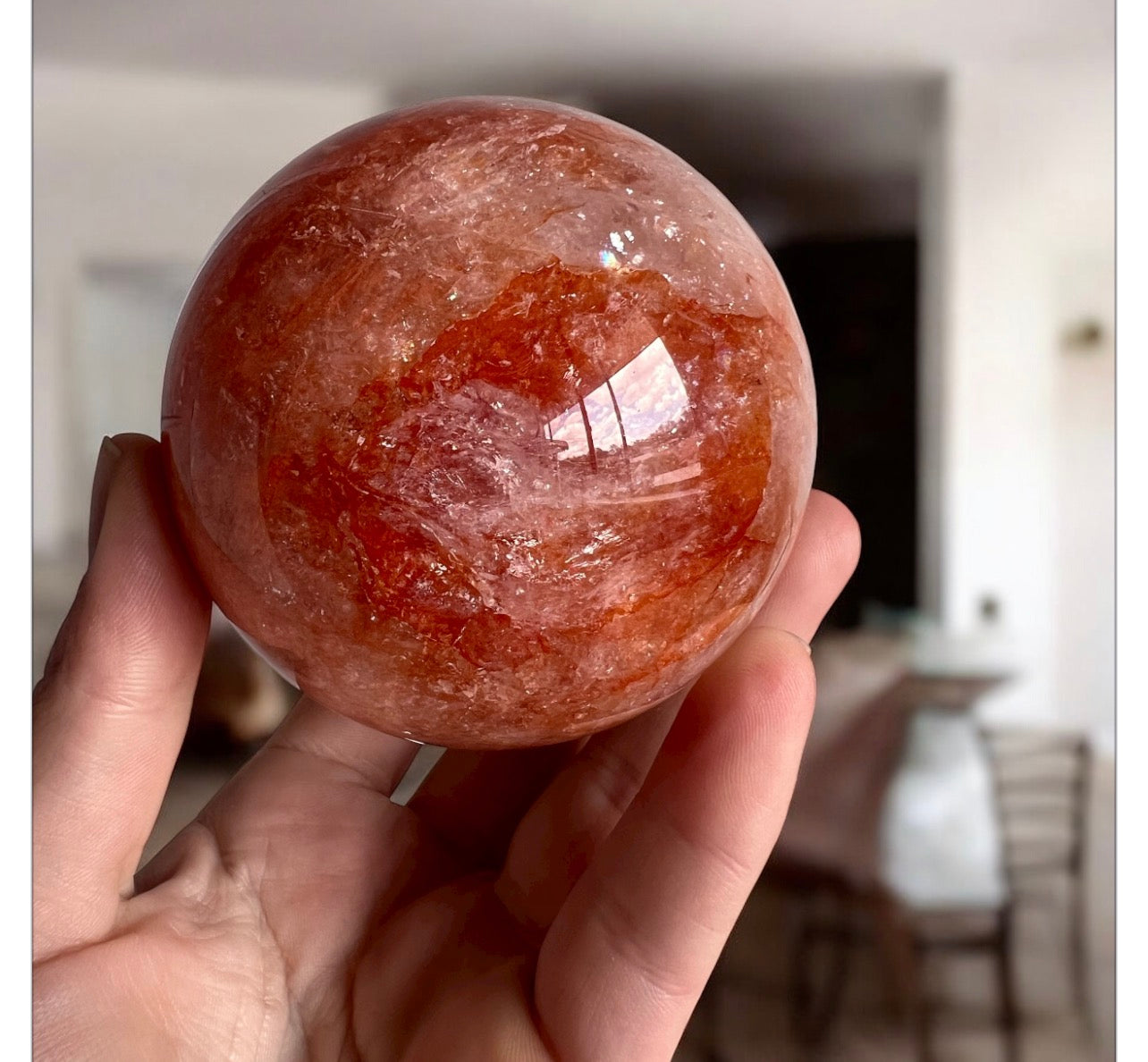 Large high quality fire quartz sphere