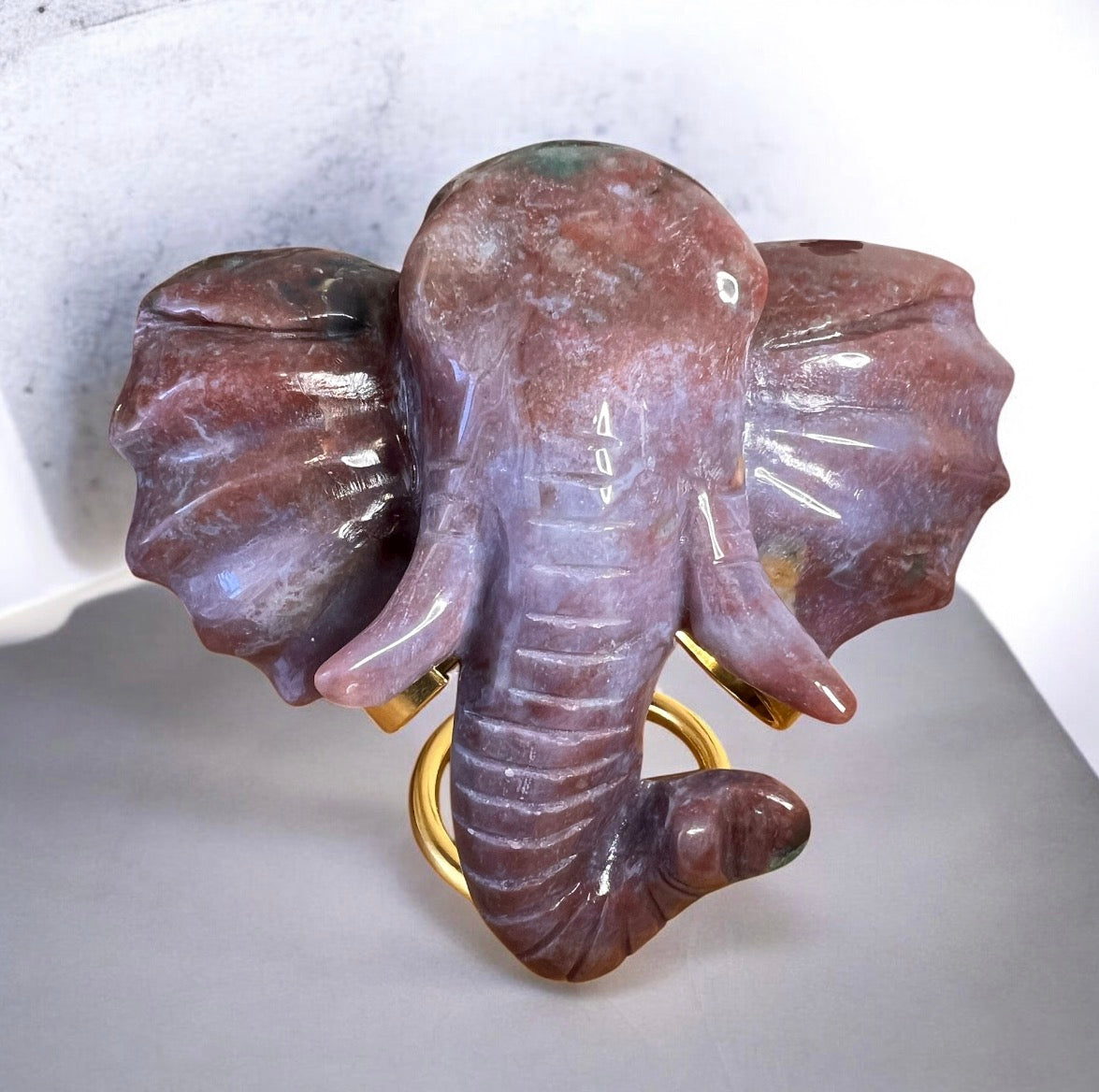 Ocean jasper elephant head / stand