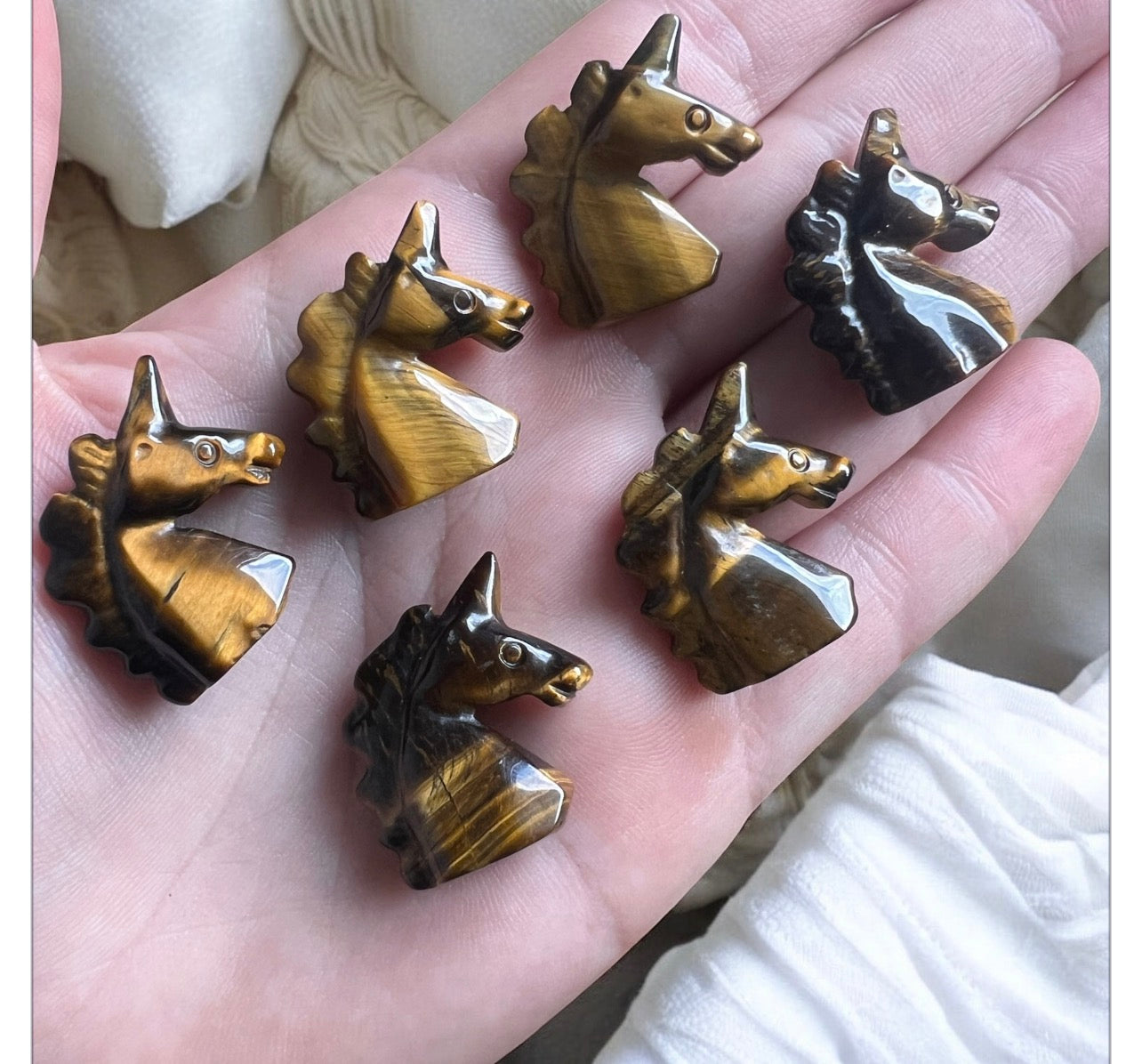 Tiger eye unicorn small carving