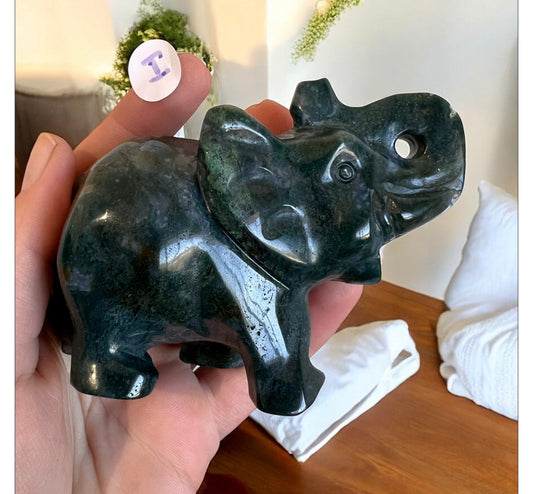 Moss agate elephant I