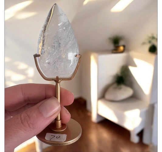 High quality clear quartz teardrop 11cmH