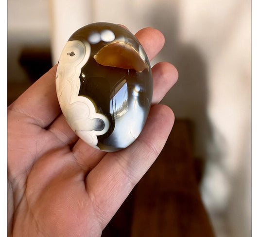 Orca agate palm stone