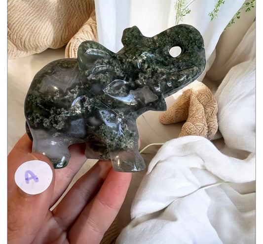 Moss agate elephant A