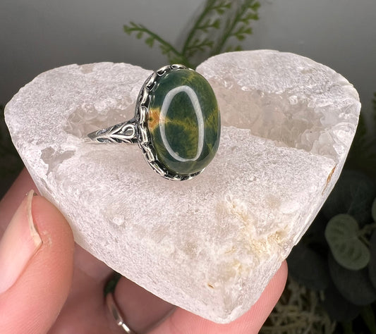 8 vein ocean jasper 925 sterling adjustable ring