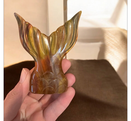Yellow fluorite mermaid tail B