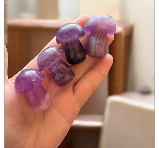 Purple fluorite mushrooms (each)