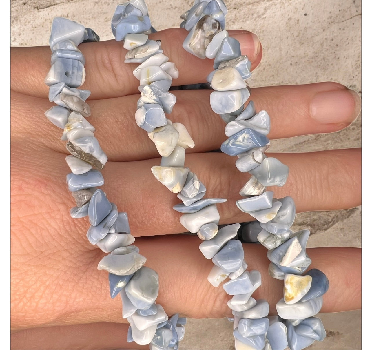 Blue opal chip bracelets