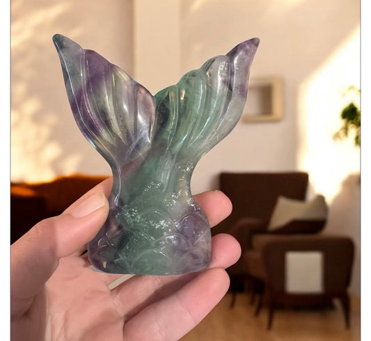 Purple fluorite mermaid tail E