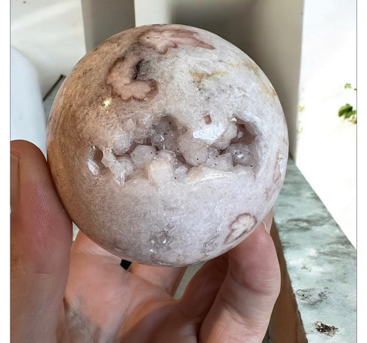 Pink amethyst drusy sphere