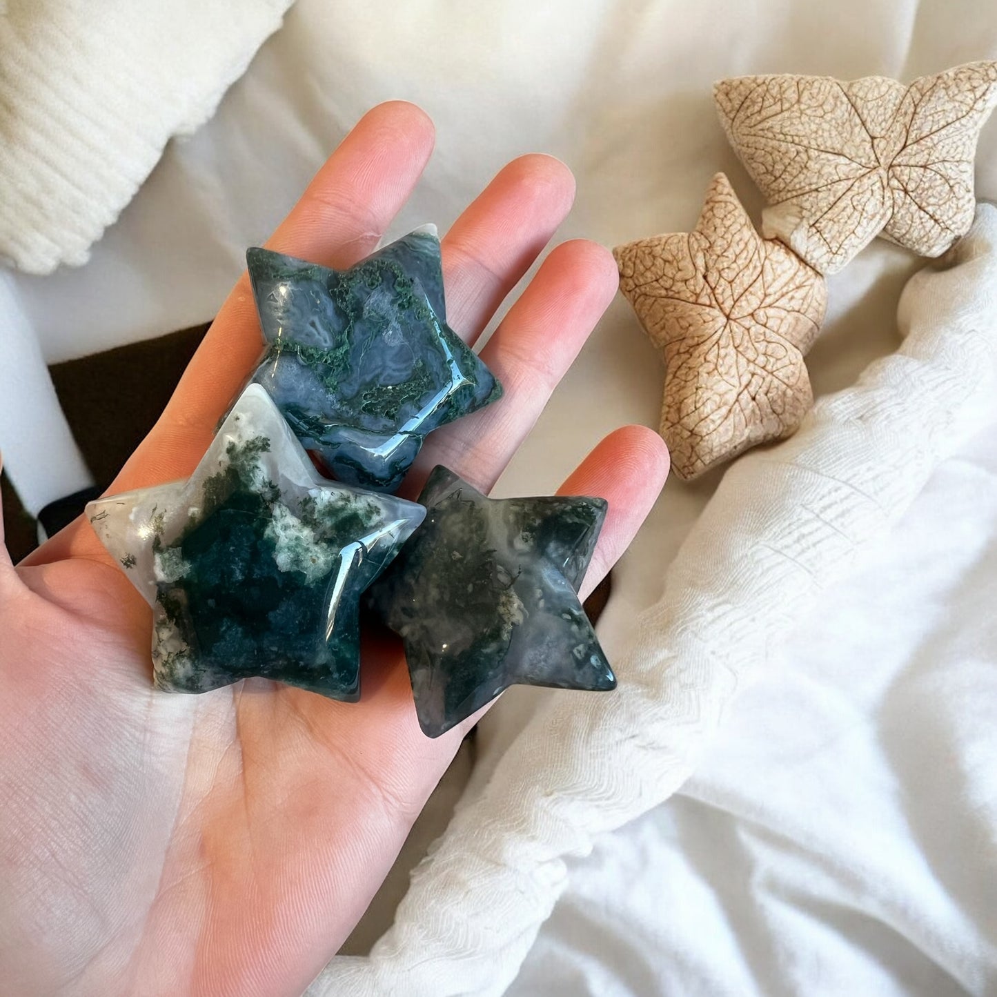 Moss agate stars intuitively chosen