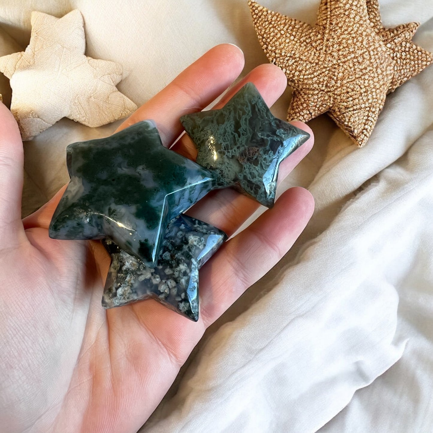 Moss agate stars intuitively chosen