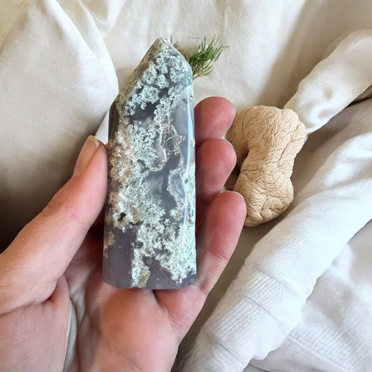 Moss agate Freeform 9cmH