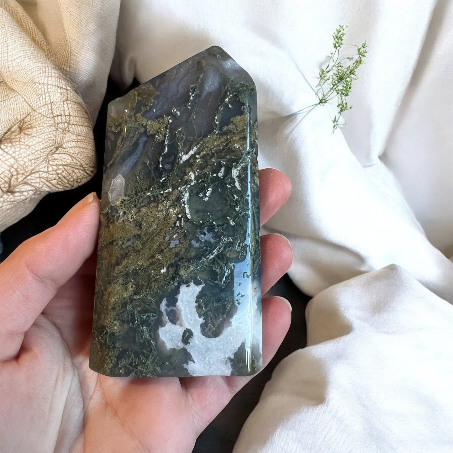 Moss agate Freeform 11cmH