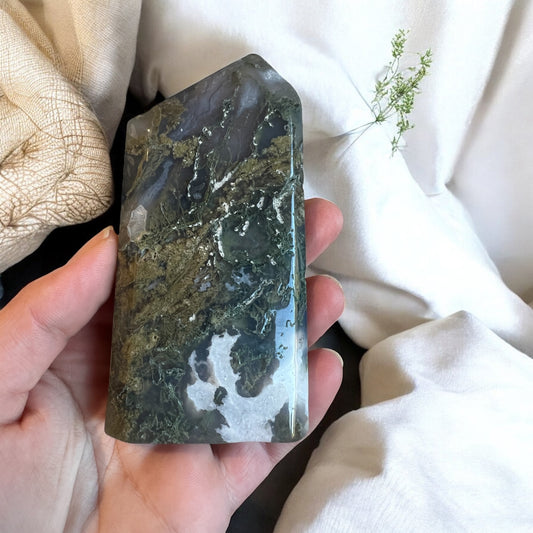 Moss agate Freeform 11cmH