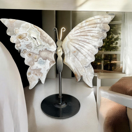 Flower agate butterfly & stand