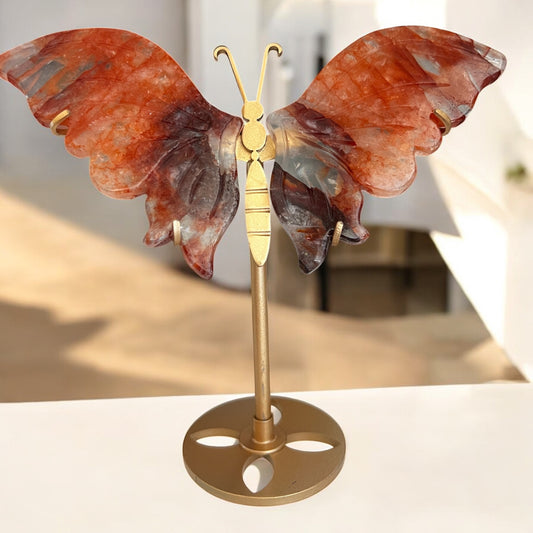 Fire quartz butterfly gold stand