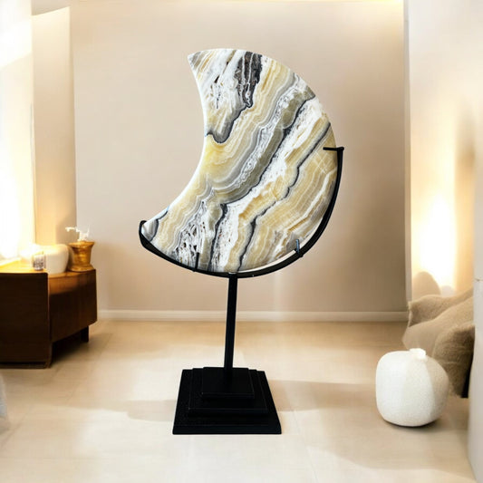 Large chocolate calcite moon 29cmHx15W