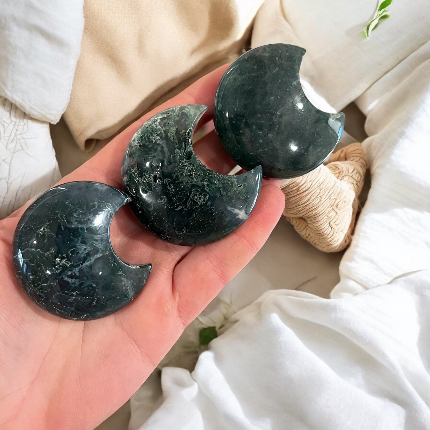 Moss agate moons intuitively chosen