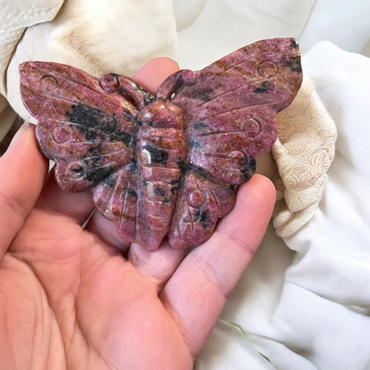 Icy rhodonite butterfly