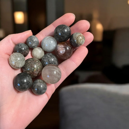 Thousand layer spheres (garden quartz) chosen intuitively small