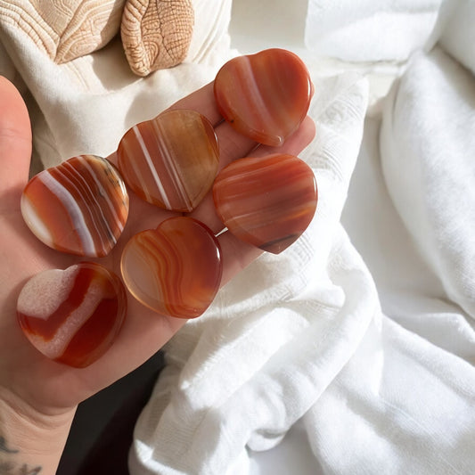 Carnelian heart worry stones