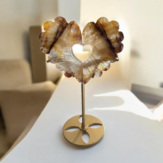 Fire quartz & golden heart heart wings