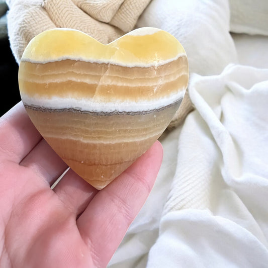 Banded calcite heart large