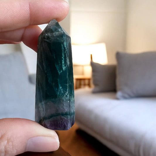 Rainbow fluorite tower small