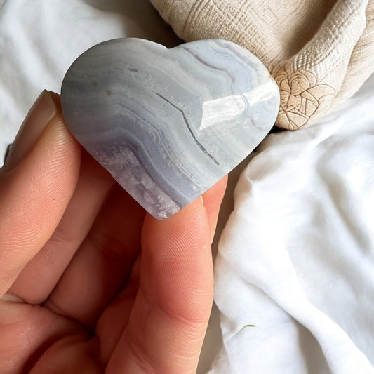 Blue lace agate heart