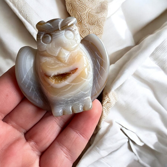 Drusy agate owl standing