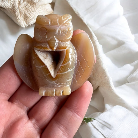Drusy agate owl standing