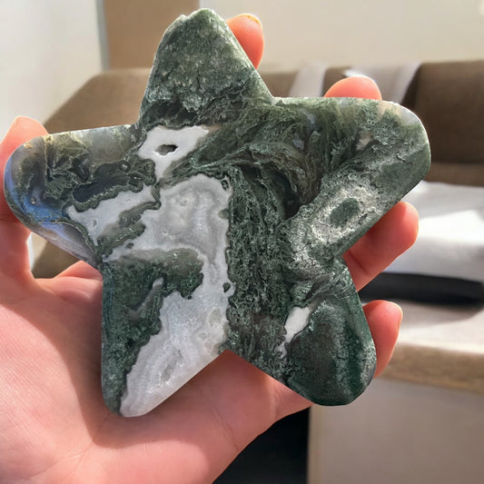 Moss agate star larger