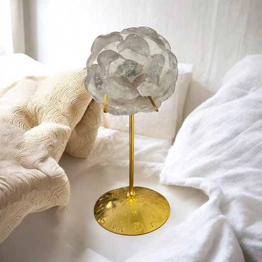 Clear quartz flower gold stand