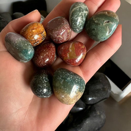 Ocean jasper tumbles intuitively chosen
