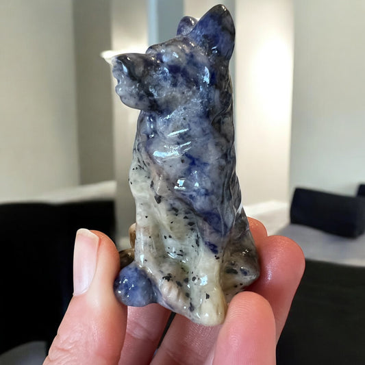 Sodalite dog carving